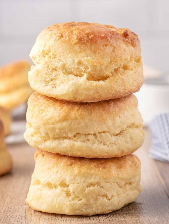 stacked homemade buttermilk biscuits