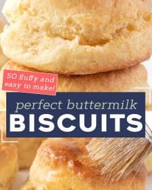 Learn how to make the BEST Buttermilk Biscuits from scratch! They're so light and flaky, and plenty fluffy. Perfect for topping with sausage gravy, butter, honey or jam! #biscuits #biscuitrecipe #buttermilkbiscuits