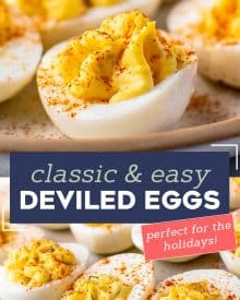 These Classic Deviled Eggs are so creamy, full of flavor, and easy to make. Perfect for a bbq, potluck, holidays, and more! This is a base recipe that you can play around with and add fun flavors to! #deviledeggs #deviled #hardboiledeggs