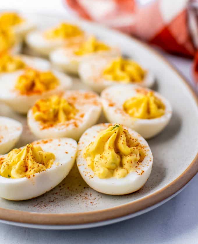 platter of deviled eggs