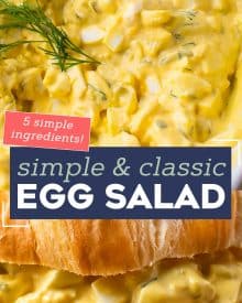 This Classic Egg Salad recipe is perfectly seasoned and creamy, and so simple to make! We love using leftover Easter eggs to make this salad, but it's a great year-round sandwich idea! #eggsalad #hardboiledeggs #easter