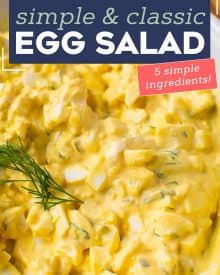 This Classic Egg Salad recipe is perfectly seasoned and creamy, and so simple to make! We love using leftover Easter eggs to make this salad, but it's a great year-round sandwich idea! #eggsalad #hardboiledeggs #easter