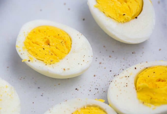 sliced hard boiled eggs