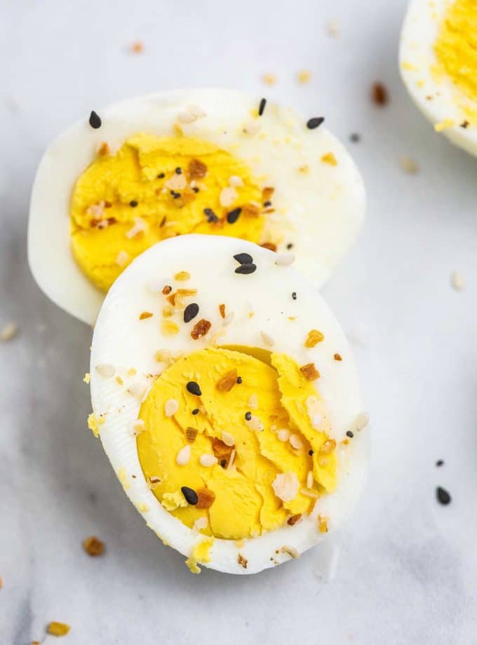 egg halves seasoned with everything seasoning