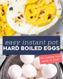 Making hard boiled eggs in the Instant Pot is SO easy! Perfectly cooked, with no grey ring, and they peel perfectly every time. Great for breakfast, salads, deviled eggs, and more! #eggs #hardboiledeggs #instantpot #pressurecooker #boiledeggs