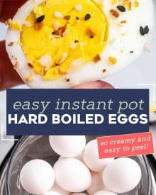 Making hard boiled eggs in the Instant Pot is SO easy! Perfectly cooked, with no grey ring, and they peel perfectly every time. Great for breakfast, salads, deviled eggs, and more! #eggs #hardboiledeggs #instantpot #pressurecooker #boiledeggs