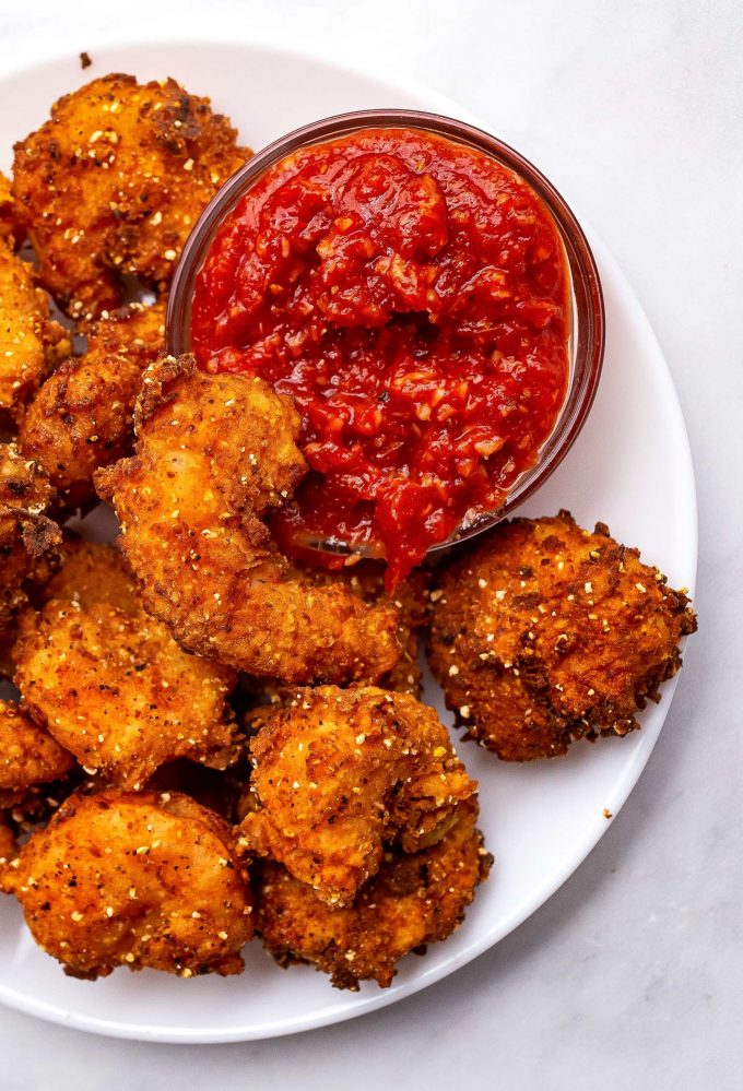 fried shrimp to dip in cocktail sauce