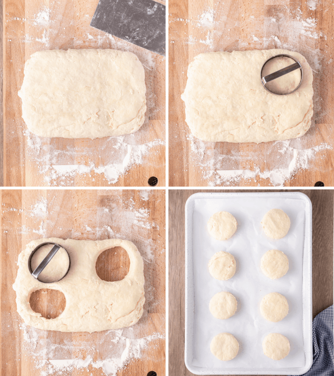 cutting biscuit dough