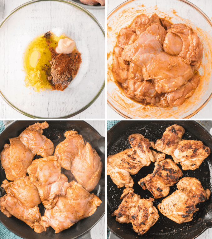 step by step how to make chicken shawarma - image collage