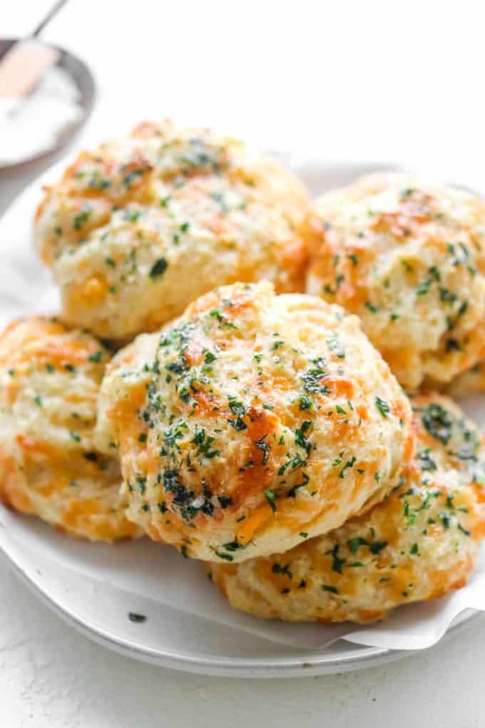 closeup of red lobster biscuits on plate