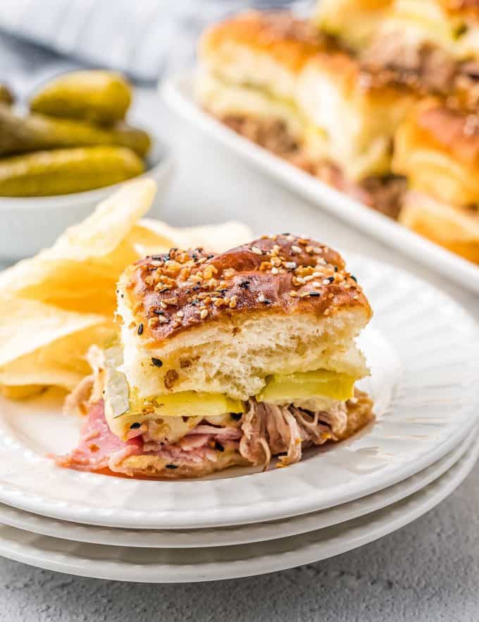 cuban slider sandwich on a plate