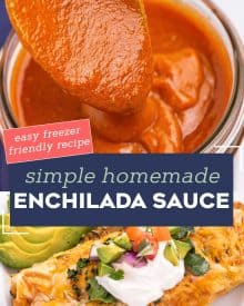 This easy Homemade Red Enchilada Sauce is made with simple pantry ingredients and ready in about 15 minutes! Once you try homemade, you won't ever want to buy enchilada sauce again. #enchiladasauce #enchiladas #homemade #pantryrecipe #mexican