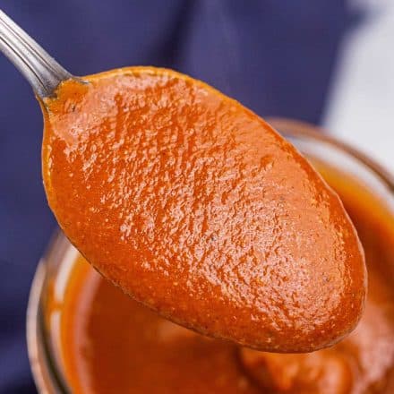 spoonful of homemade enchilada sauce