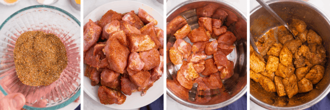 step by step how to sear pork for carnitas - image collage