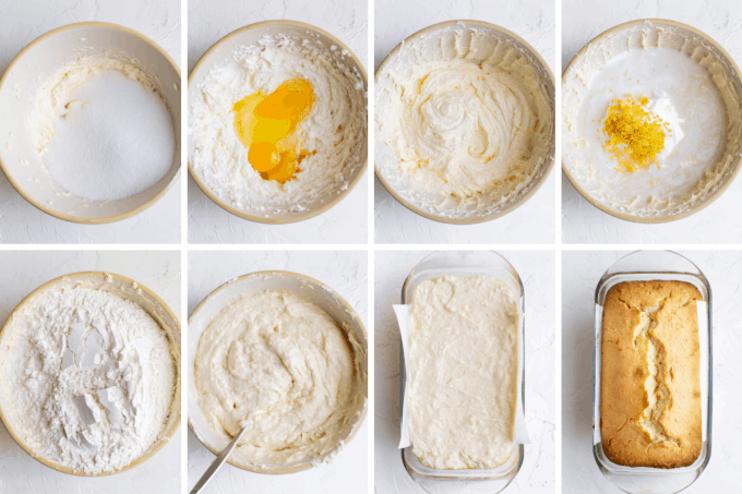 step by step how to make lemon pound cake - image collage