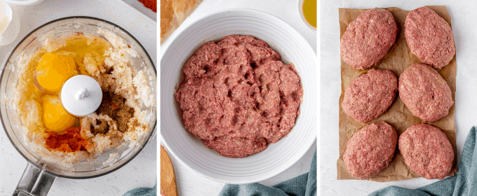 step by step how to make salisbury steak patties - image collage