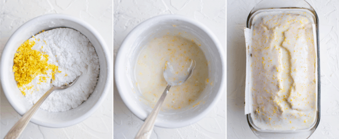 step by step how to make lemon glaze for pound cake - image collage