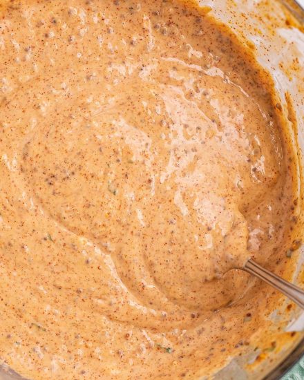 This Cajun-Style Remoulade Sauce is a creamy and ultra flavorful sauce with a glorious kick of spicy Cajun flavors. Perfect for crab cakes, shrimp, fries, fried pickles and more! #remoulade #sauce #cajun #creole #seafood