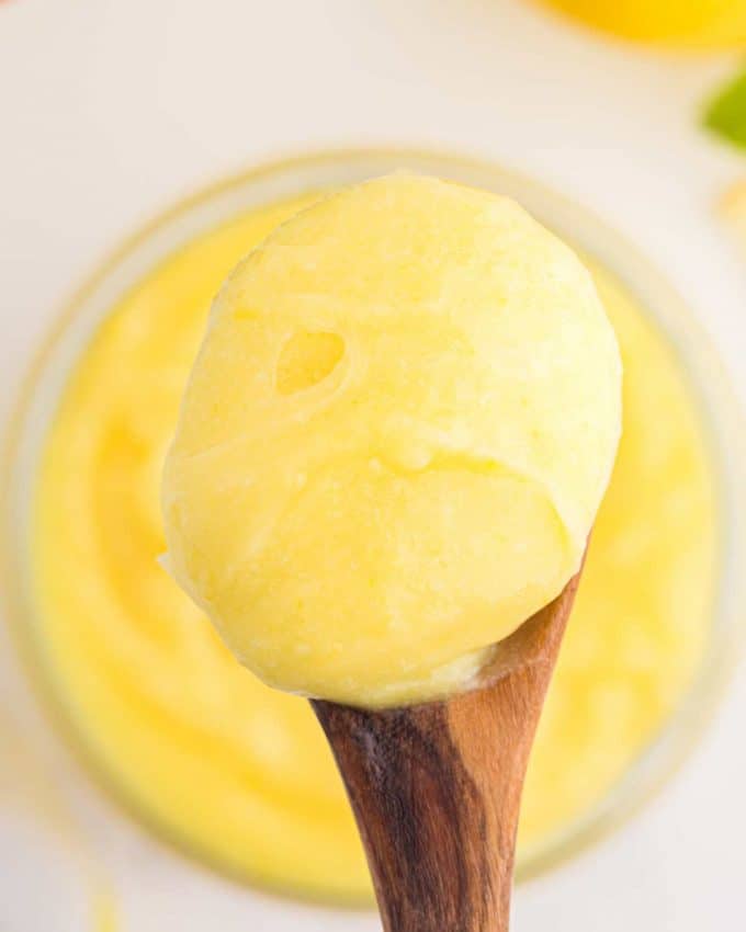 wooden spoonful of lemon curd