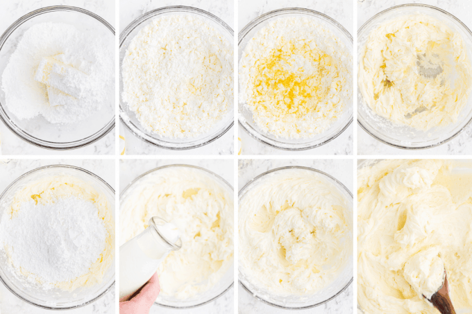 step by step how to make lemon buttercream - image collage