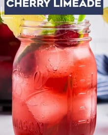 This refreshing non-alcoholic Tart Cherry Limeade is made with simple ingredients, makes a large batch, and the recipe has plenty of options for substitutions! #drink #summer #cherry #limeade