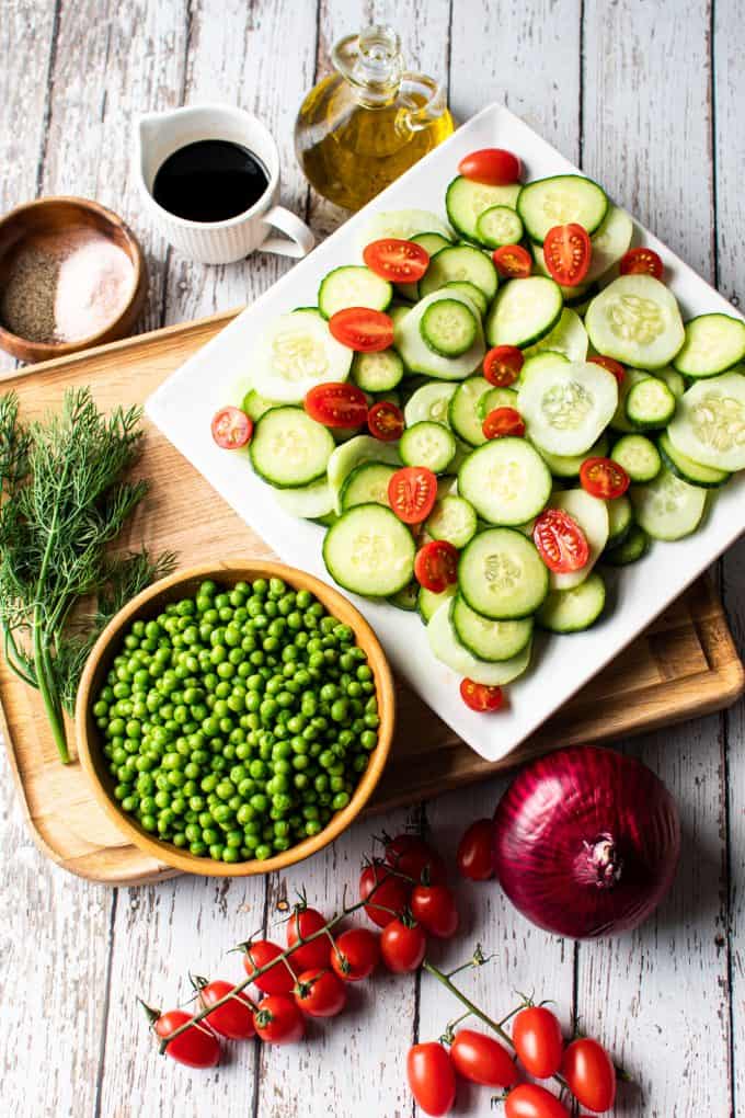 preparing to make cucumber salad.