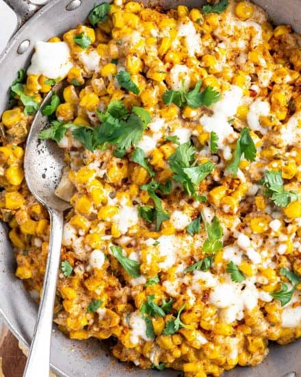 This Street Corn Dip has all the classic Mexican street corn flavors, but in a fun dip-able form! Great served hot or at room temperature, and always a crowd-pleaser! #corndip #streetcorn