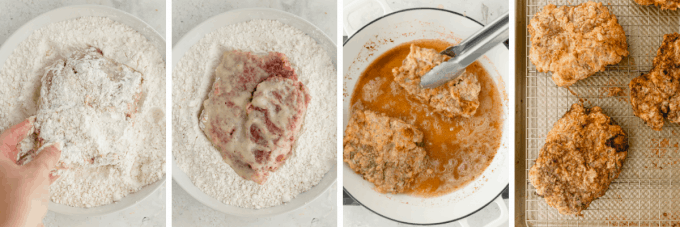 step by step how to make chicken fried steak - image collage