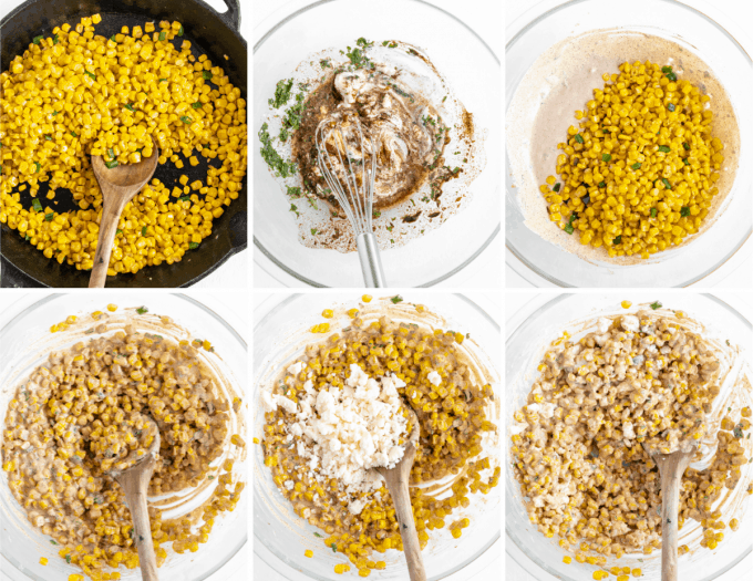 step by step how to make street corn dip - image collage.