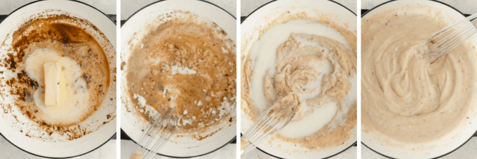 step by step how to make white gravy - image collage