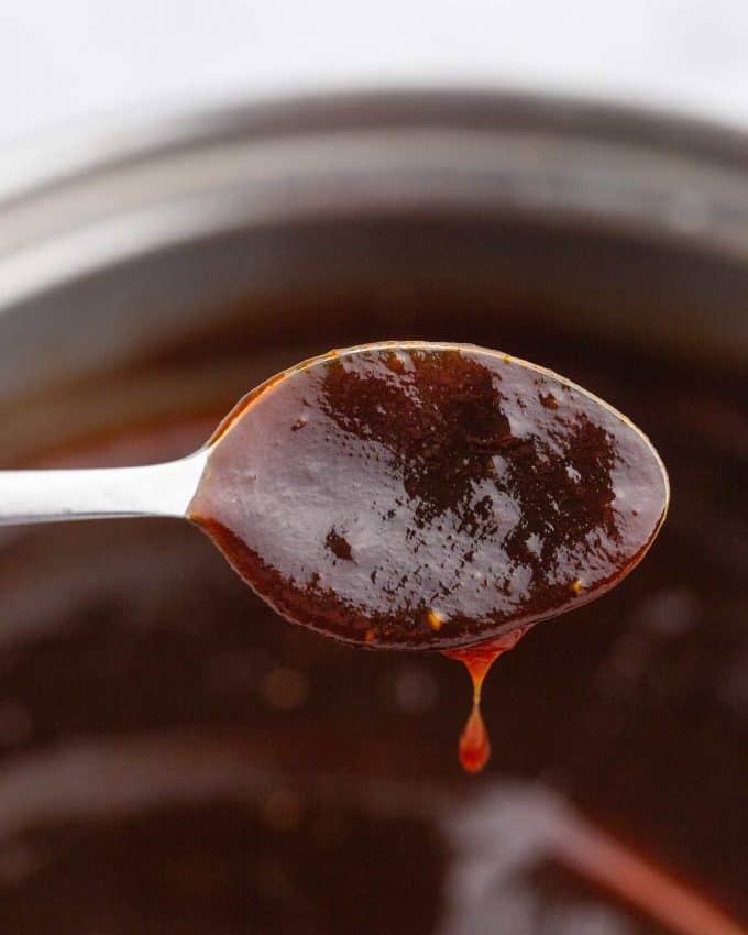 spoonful of homemade bbq sauce