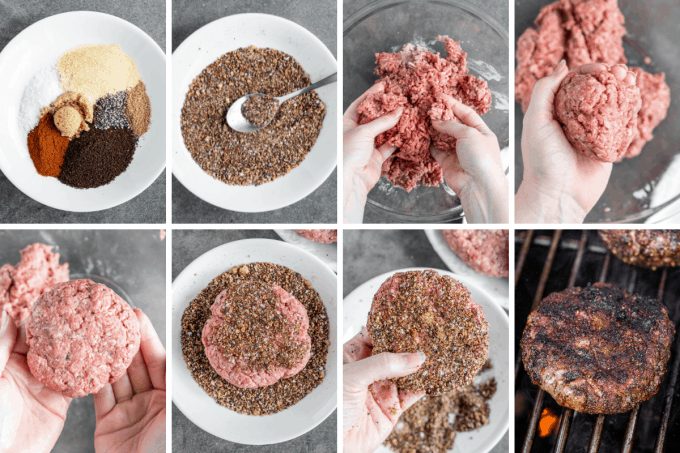 step by step how to make coffee rubbed homemade burgers