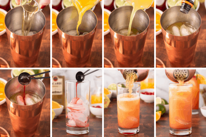 step by step photos of how to make tropical rum punch.