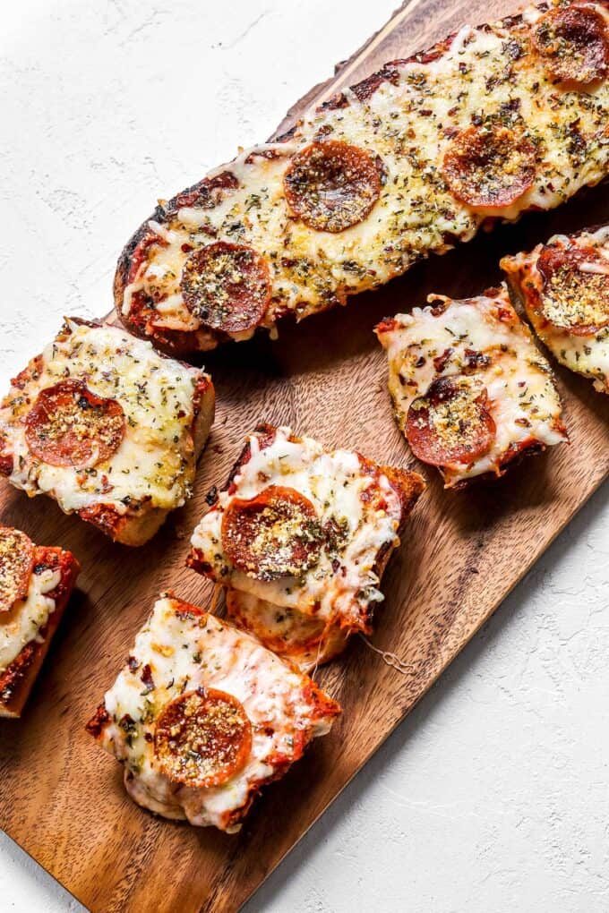 slices of french bread pizza on platter