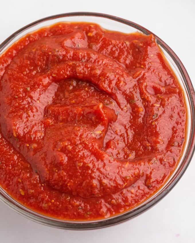 bowl of homemade pizza sauce