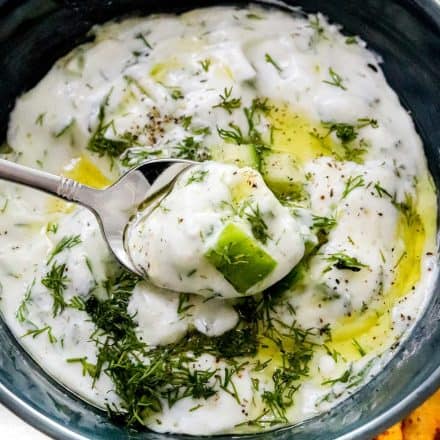 spoonful of tzatziki sauce