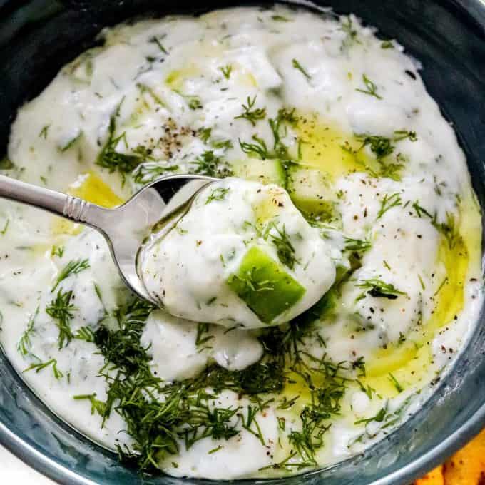 spoonful of tzatziki sauce