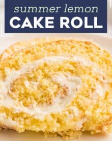 This Lemon Cake Roll is bursting with lemon flavor, ultra moist, and filled with an amazing lemon whipped cream filling. Looks fancy and complicated, yet is pretty easy to make! #cakeroll #lemon #rollcake