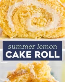 This Lemon Cake Roll is bursting with lemon flavor, ultra moist, and filled with an amazing lemon whipped cream filling. Looks fancy and complicated, yet is pretty easy to make! #cakeroll #lemon #rollcake