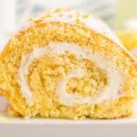 side view of the swirl of lemon cake roll