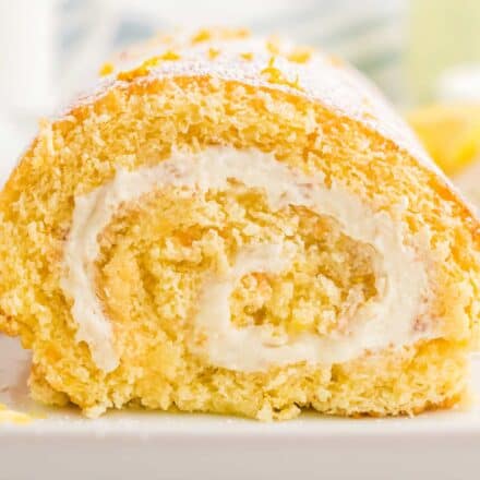 side view of the swirl of lemon cake roll