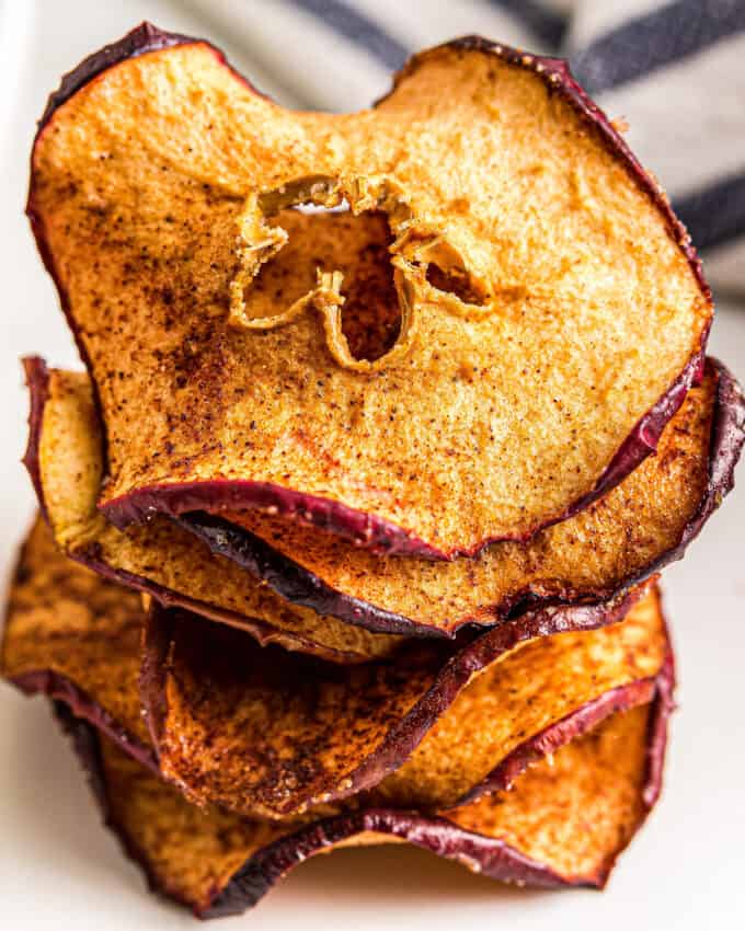 stack of apple chips