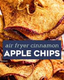 These Cinnamon Apple Chips are a healthy and delicious snack, made easily in the air fryer! Great way to use Fall apples, and this recipe is a family favorite! #applechips #fall #airfryer