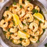 shrimp scampi in skillet