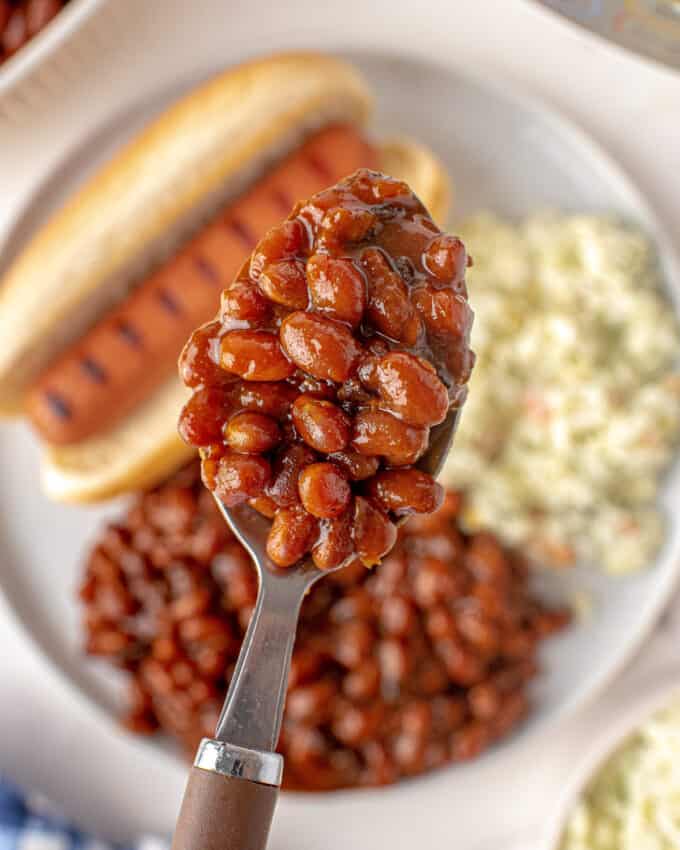 spoonful of smoky baked beans