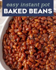 These Instant Pot "Baked" Beans are smoky, thick, tangy and sweet. Perfect as an easy side dish for any meal, and easy to make vegetarian if you prefer! #bakedbeans #instantpot #pressurecooker