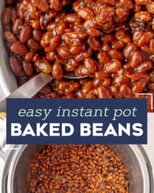 These Instant Pot "Baked" Beans are smoky, thick, tangy and sweet. Perfect as an easy side dish for any meal, and easy to make vegetarian if you prefer! #bakedbeans #instantpot #pressurecooker