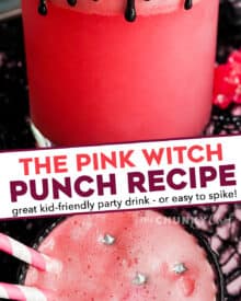 This sweet and fun drink is great for Halloween, Valentine's day and more! Easy to make, fun to drink, and can easily be turned into a cocktail if you wanted. #drink #halloween #pink