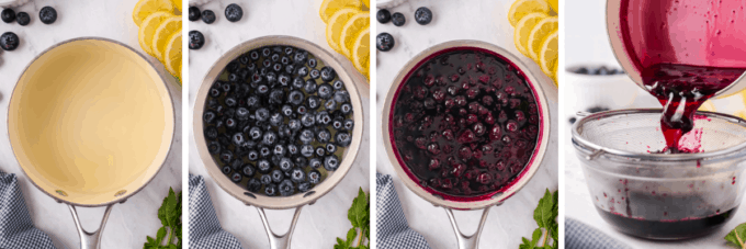 step by step how to make blueberry simple syrup