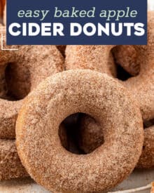 These Baked Apple Cider Donuts are soft and tender, full of warm Fall spices, and covered in a crunchy cinnamon sugar coating! Everything you love about apple cider, in a fun donut! #applecider #donuts #baking